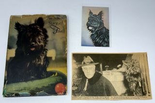 The True Story Of Fala Book By Margaret Suckley 1942 & Postcard Scottie Dog