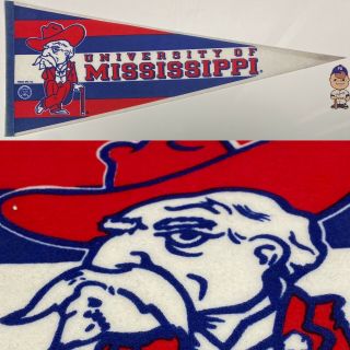 1990’s Ole Miss Rebels Mississippi University Pennant 12x29.  5 Oxford Football