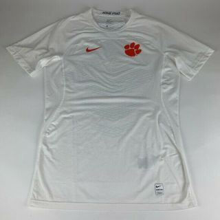 Clemson Tigers Ncaa White Nike Pro Dri Fit Shirt Mens Medium