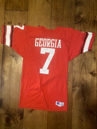 Russell Vtg 80s Athletics Georgia Bulldogs Mens T - Shirt Football Red M Jersey 7