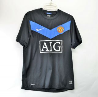 Nike Fit Dry Aig Size Small Black Manchester United Soccer Jersey Shirt (g3)