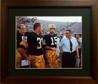 Framed Lombardi,  Starr,  Hornung & Taylor Color Photo (packers - Nfl)