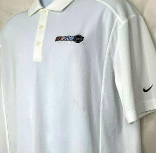 Nascar Tnt Nike Golf Dry Fit Mens Polo Shirt White Short Sleeve Chest Crest L