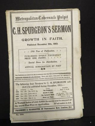 1913,  Charles H Spurgeon Sermon,  Dec 11,  Metropolitan Tabernacle Pulpit,  3384