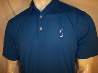 Peter Millar Southern Comfort Medium Blue Poly/spandex Shirt Sebonack Golf Club