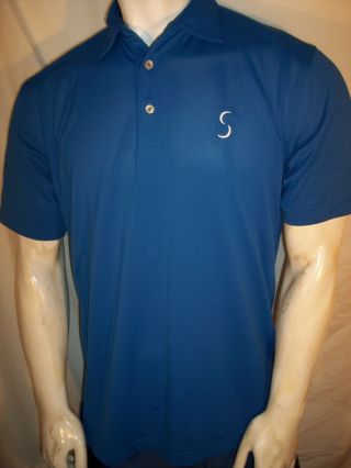 Peter Millar Southern Comfort Medium Blue Poly/Spandex Shirt Sebonack Golf Club 2