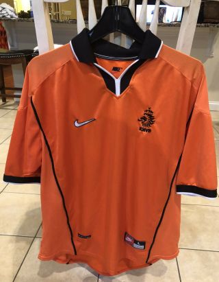 Vintage 1996 - 1998 Nike Premier Knvb Netherlands Soccer Jersey Large Orange