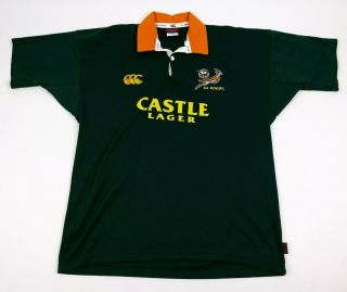 South Africa Springboks Rugby Jersey Xl Green Orange Castle Lager Short Sleeve