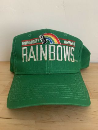 Vintage 90s Hawaii Rainbows Youngan Split Bar Plain Logo Snapback Hat Cap