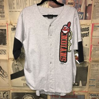 Vintage Vtg 90s Cleveland Indians Signal Baseball Jersey Size L
