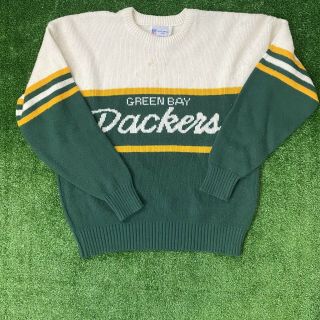 Vtg Cliff Engle Pro Line Green Bay Packers Mens Sweater Sz Medium Striped B4
