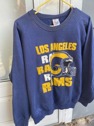 Rare Vintage 80’s LA Los Angeles Rams NFL Crewneck Sweatshirt Made In USA 2