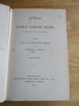 1900 T E BROWN THOMAS EDWARD BROWN ISLE OF MAN POETRY LETTERS INSCRIBED 3