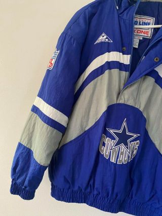 Vtg Pro Line Dallas Cowboys Nfl Puffy Jacket Pullover Mens Size Medium