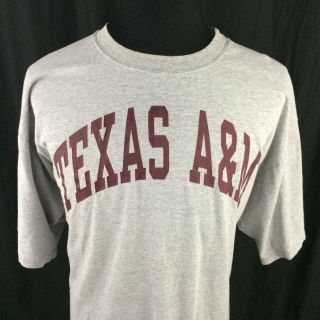 Vtg Texas A&m University T - Shirt 2xl 90s Russell Athletic Heather Gray Aggies