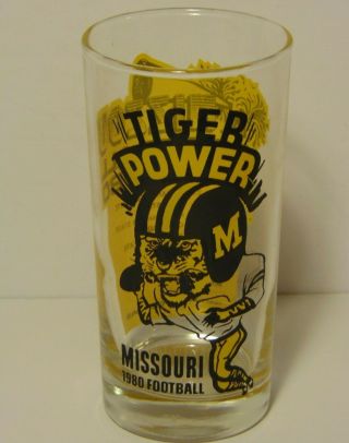 Rare Vintage 1980 Missouri Tigers Football Schedule Glass Mizzou Tiger Tumbler