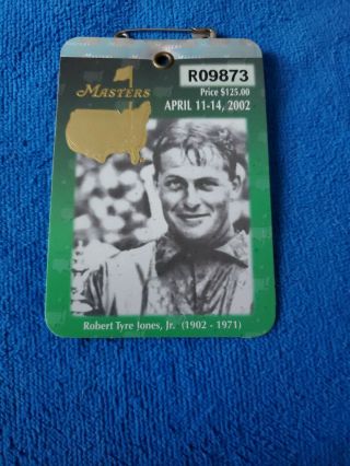 2002 Masters Tournament Augusta National Golf Club Badge Ticket Tiger Woods
