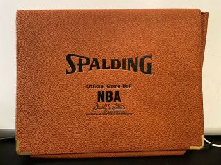 Spalding Official Game Basketball Leather Laptop David Stern Folder Nba