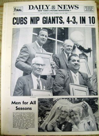 1969 Ny Daily News Newspaper Stan Musial Roy Campanella In Baseball Hall Of Fame