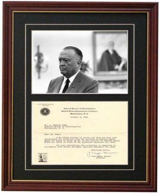 J.  John Edgar Hoover Signed Letter Autograph Fbi F.  B.  I.