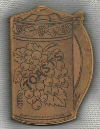 Antique Leather Cover Book 1905 Copyright " Toasts " Illustrations By Dwig