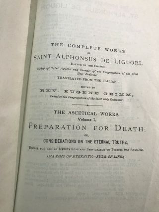 Preparations For Death by St.  Alphonsus De Liguori Volume One 1926 2