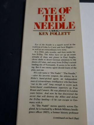 Eye Of The Needle By Ken Follett 1978 World War II Classic novel of Suspence OOP 3