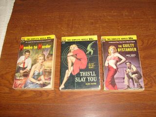 3 Vintage Ace Double Paperbacks,  Lower Grade,  Mystery,  Murder
