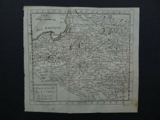 Rare 1782 Robert De Vaugondy Map Poland - Pologne - Lithuania - Lithuanie