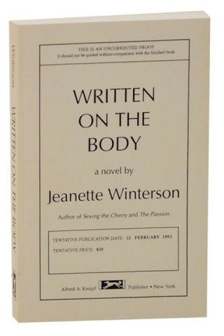 Jeanette Winterson / Written On The Body First Edition 1992 157879