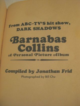 Dark Shadow Barnabas Collins Picture Album 1st Print Dec.  1969 Jonathan Frid 3