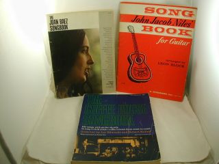 1960s Folk Music Guitar 3 Song Books Joan Baez John Jacob Niles Coffee House