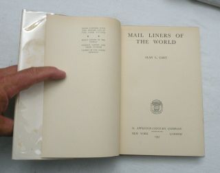 1937,  Mail Liners of the World by Alan L.  Cary,  HBw/dj,  Appleton - Century,  1st VG 3