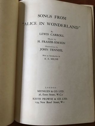 Songs from Alice in Wonderland by Lewis Carroll Illust.  John Tenniel 1932 1st Ed 3