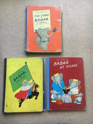 3 Early Babar Vols: Story Of Babar,  The King,  At Home.  Jean De Brunhoff.  Methuen