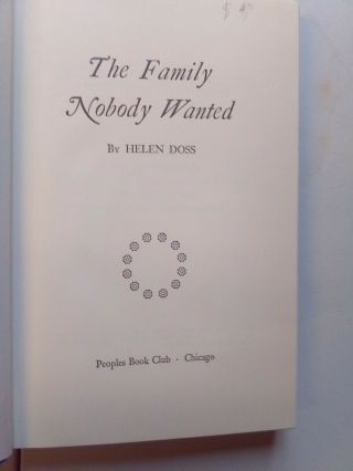 The Family Nobody Wanted by Helen Doss (Peoples Book Club 1954) 2