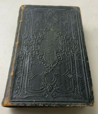 German & English 1877 The Testament American Bible Society Leather Bound