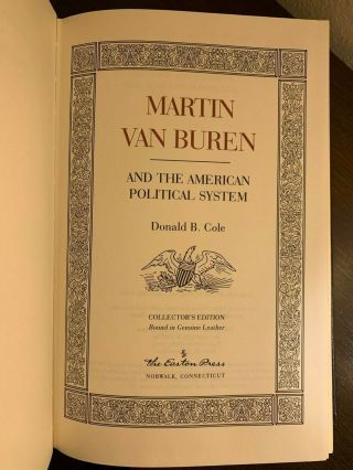 Martin Van Buren & American Political System by Donald Cole EASTON PRESS HC Book 2