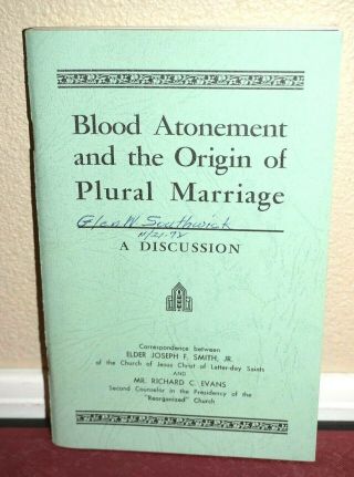 Blood Atonement And The Origin Of Plural Marriage By Joseph F.  Smith Lds Mormon