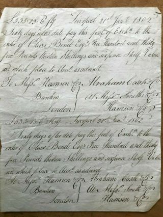 Oliver Bond,  Liverpool 1802 Debt Receipt To Harrison Thos Abraham,  Bankers