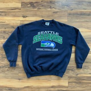 Vtg Lee Sport Seattle Seahawks Nfl Crewneck Sweatshirt Mens Xl