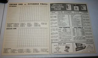 1963 Chicago Cubs vs Pittsburgh Pirates Official Program Scorecard Ernie Banks 3