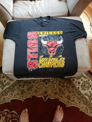 Vtg 1991 Nba World Champions Chicago Bulls Logo 7 T Shirt Mens Xl