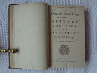 1783 Annual Register For 1758 History Politics America Seven Years War