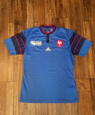 Adidas France 2015 Rugby World Cup Jersey Kit Large Mens Authentic Home Large