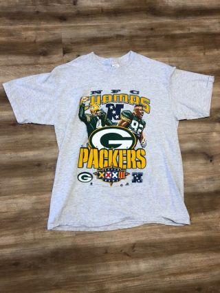 Brett Favre Reggie White Green Bay Packers 1997 Bowl 32 Nfl Tshirt Large