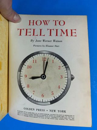 Vintage Little Golden Activity Book HOW TO TELL TIME with clock hands 3