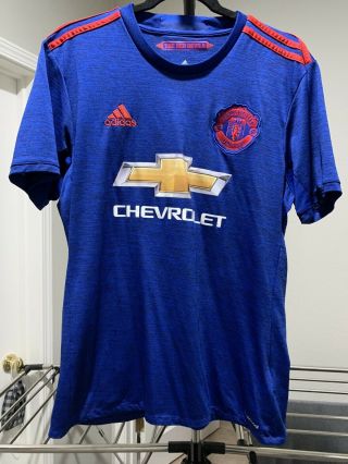 2016/2017 Manchester United Away Blue Soccer Jersey Adidas M Official License