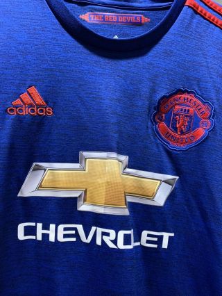 2016/2017 MANCHESTER UNITED AWAY BLUE SOCCER JERSEY ADIDAS M OFFICIAL LICENSE 2