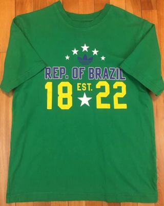 Adidas Originals Brazil National Soccer Team T Shirt Green Medium Slim Fit Small